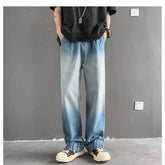 Men Jeans Retro Tie-Dyed Jeans Loose Straight Casual Pants